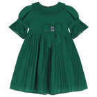 Girls Green Pleated Dress, 1, hi-res