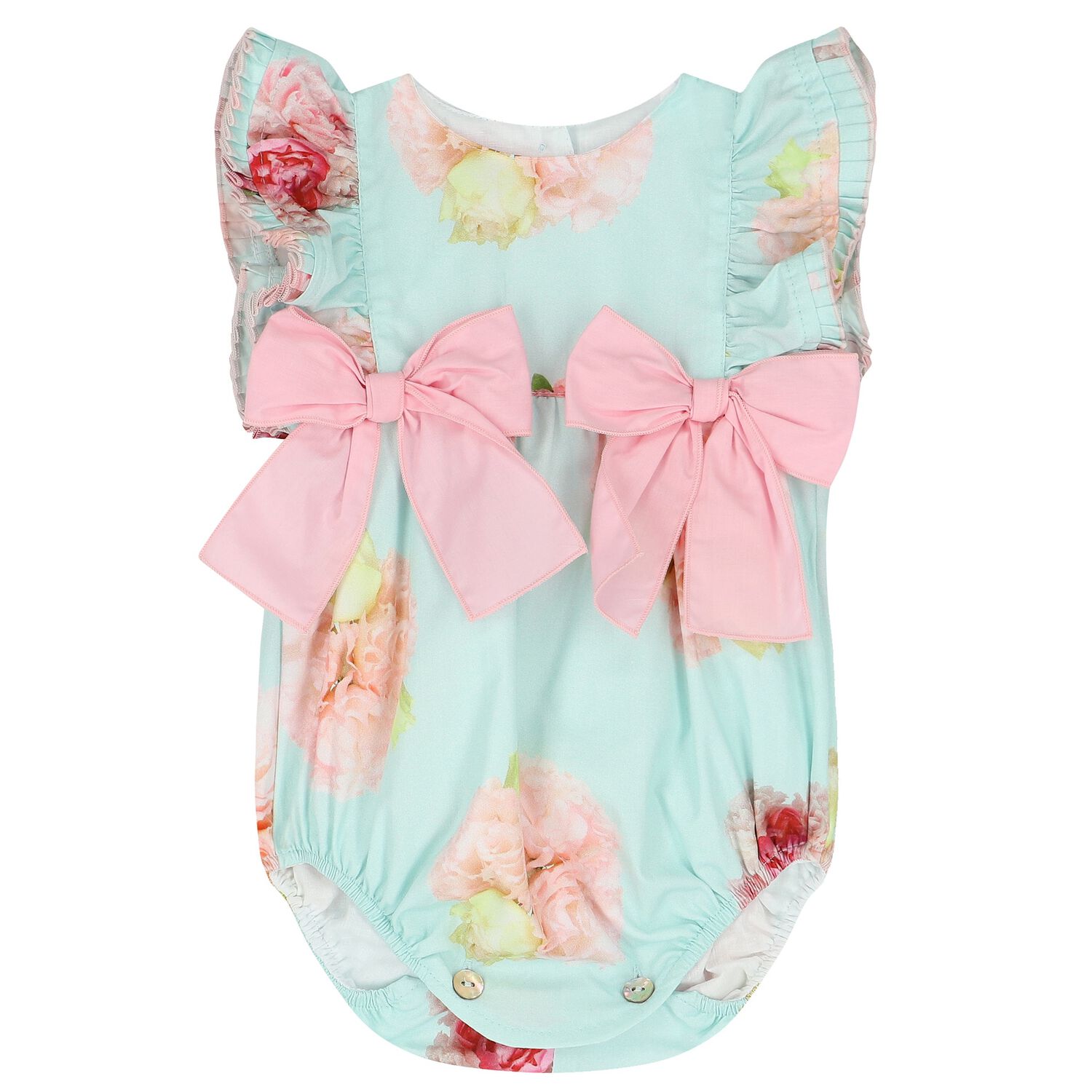 Baby Girls Blue & Pink Bow Bodysuit, 1, hi-res image number null