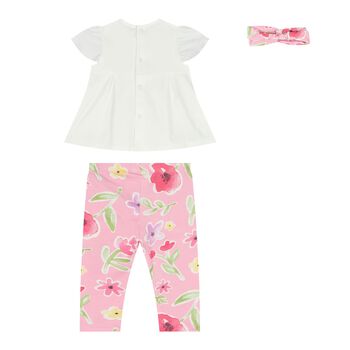 Baby Girls Ivory & Pink Floral Leggings Set