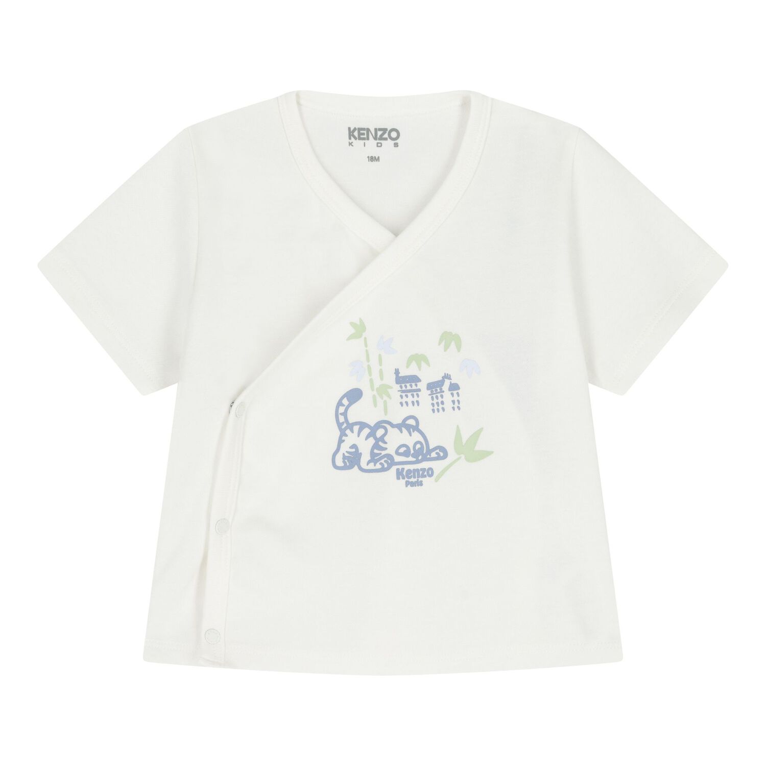 Baby Boys White & Blue Tiger Shorts Set, 1, hi-res