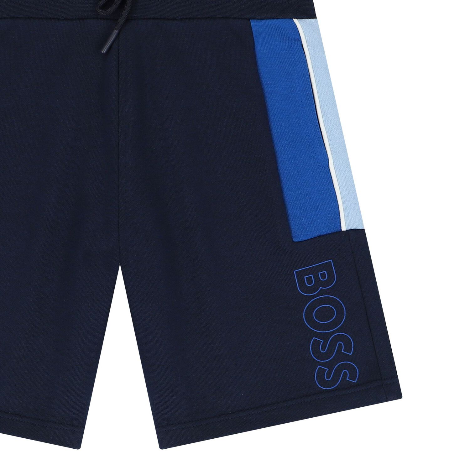 Boys Navy Blue Logo Shorts, 2, hi-res