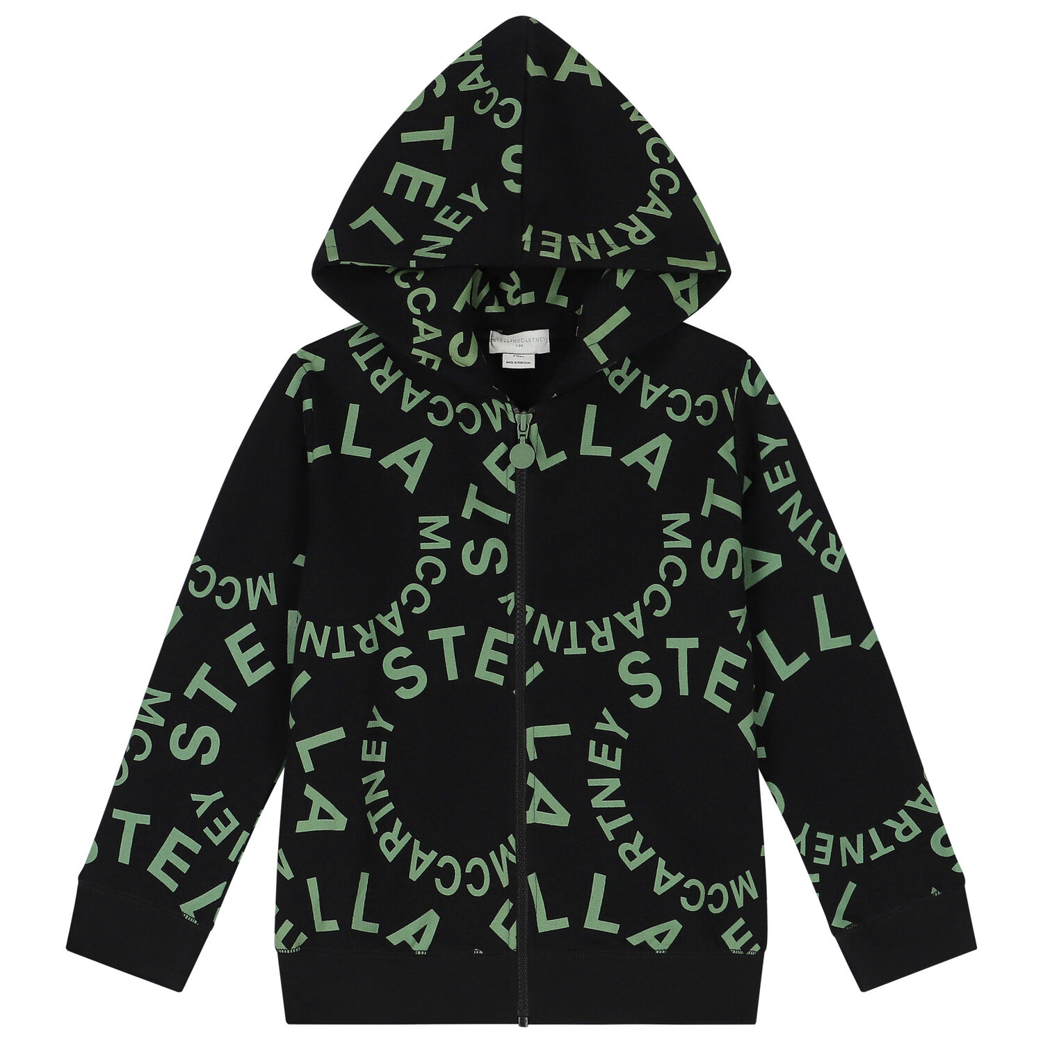 Boys Black Logo Hooded Zip Up Top, 1, hi-res