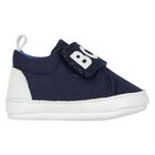 Baby Boys Navy Blue Logo Pre Walker Shoes, 1, hi-res