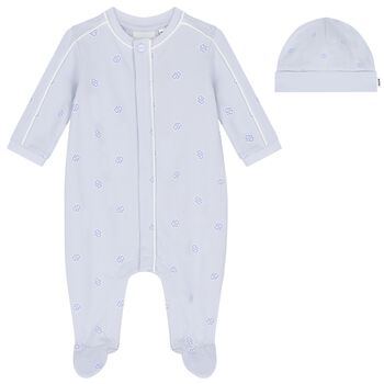 Baby Boys Blue Logo Babygrow Gift Set