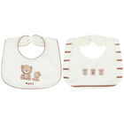 Ivory & Beige Teddy Baby Bibs (2 Pack), 1, hi-res