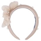 Girls Pink Pearl Velvet Headband, 4, hi-res