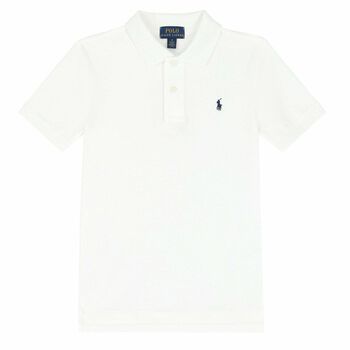 Boys White Slim Fit Logo Polo Shirt