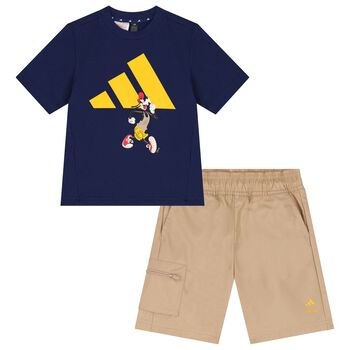 Boys Blue & Beige Disney Shorts Set