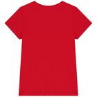 Girls Red Diamante Logo T-Shirt, 5, hi-res