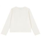 Girls White Flower Long Sleeve Top, 1, hi-res