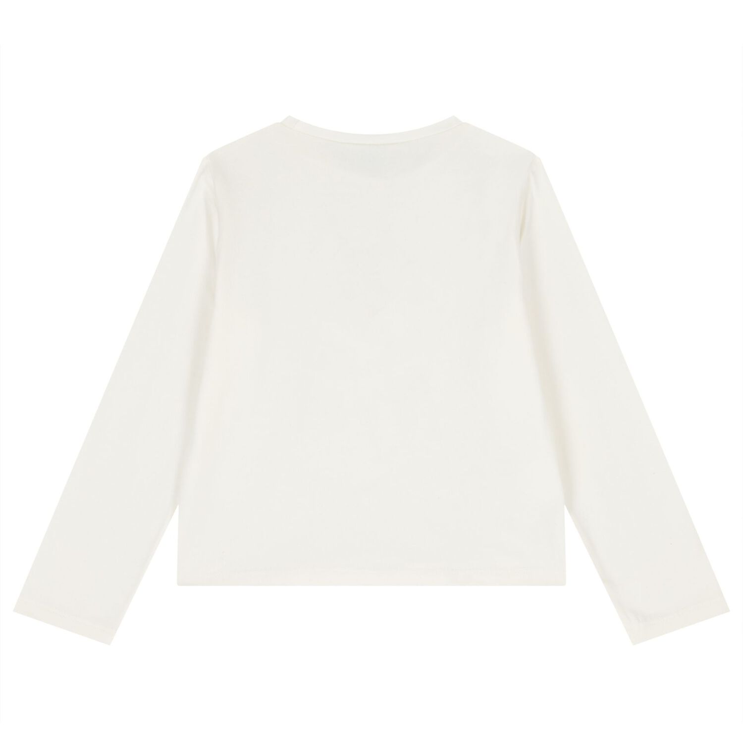 Girls White Flower Long Sleeve Top, 1, hi-res