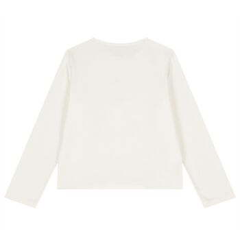 Girls White Flower Long Sleeve Top