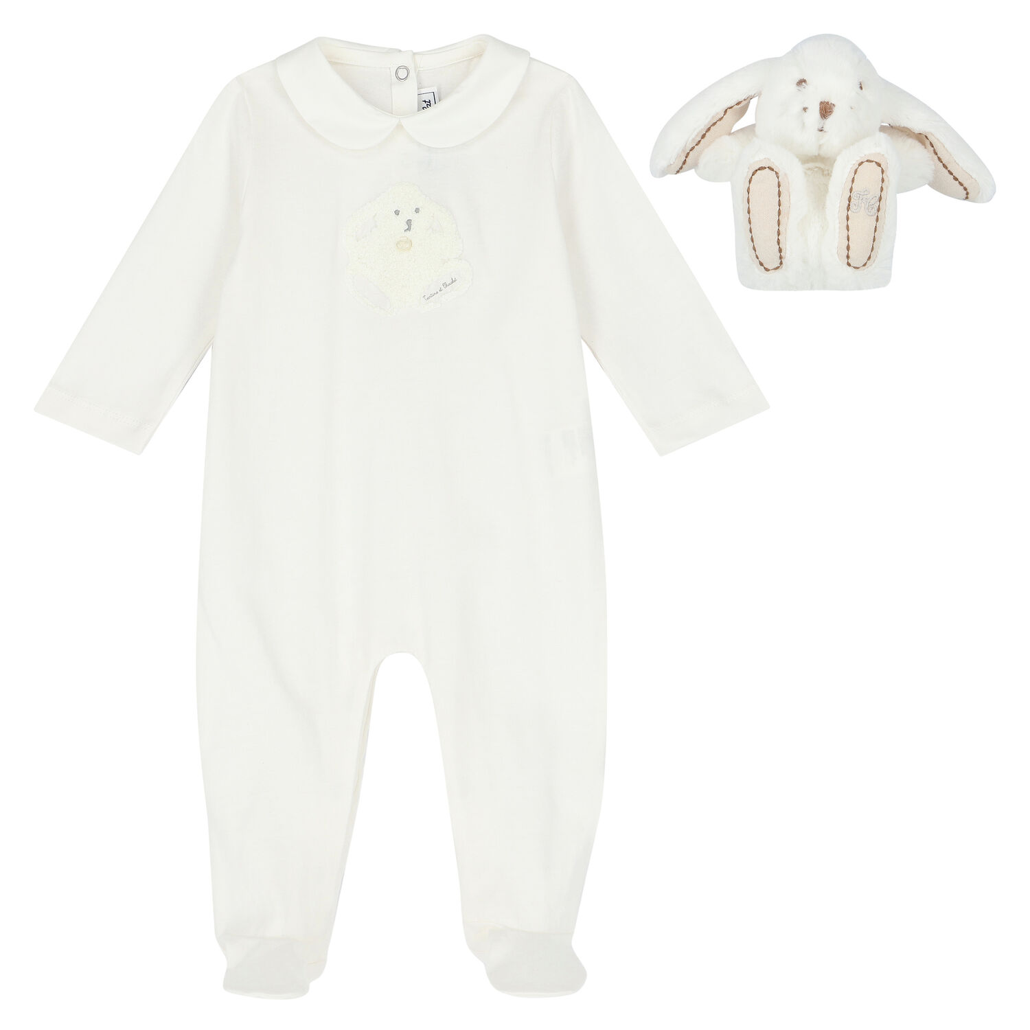 Ivory Rabbit Babygrow Set, 1, hi-res
