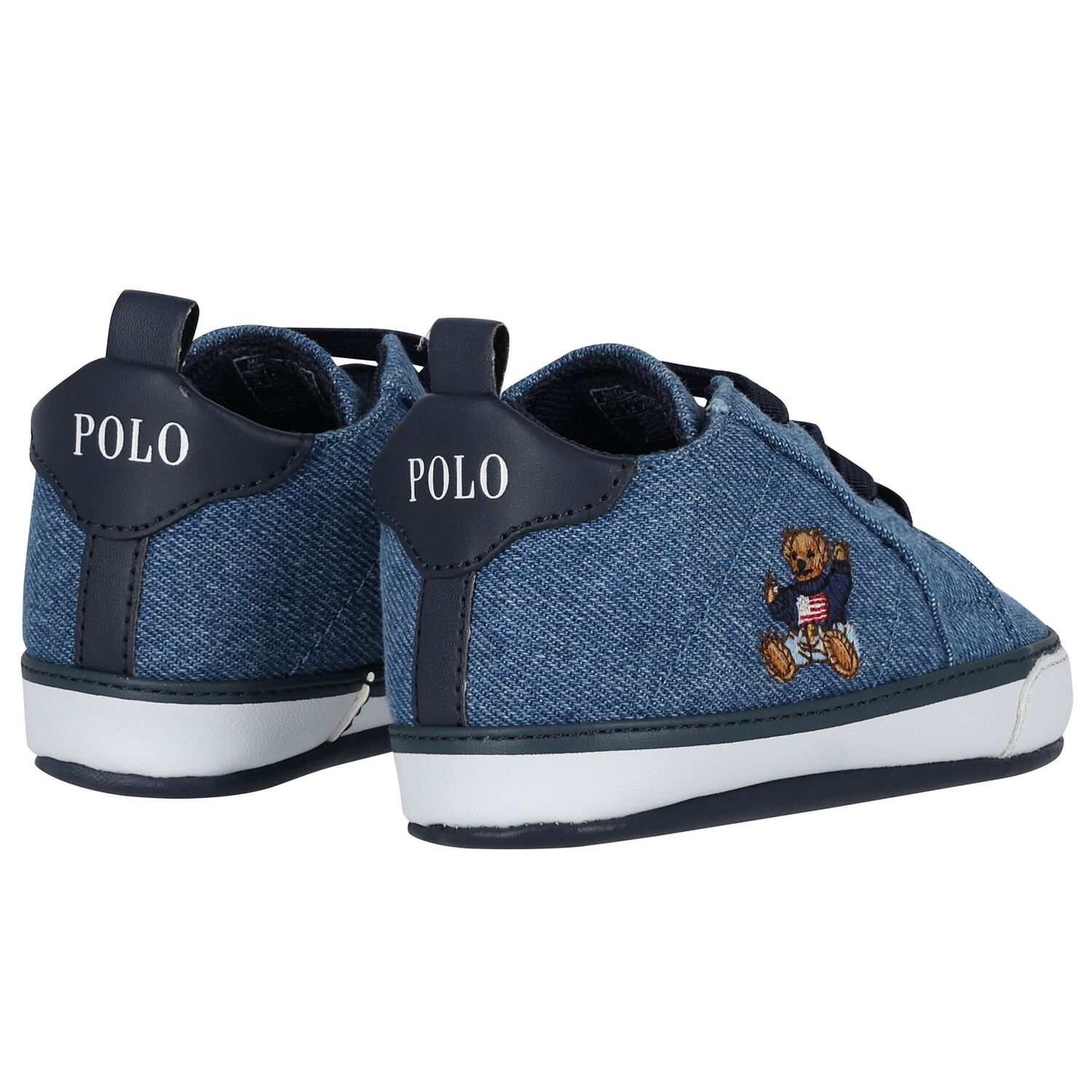 Baby Boys Denim Blue Logo Pre Walker Shoes, 1, hi-res