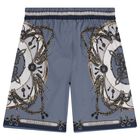 Boys Blue & Grey Logo Shorts, 1, hi-res