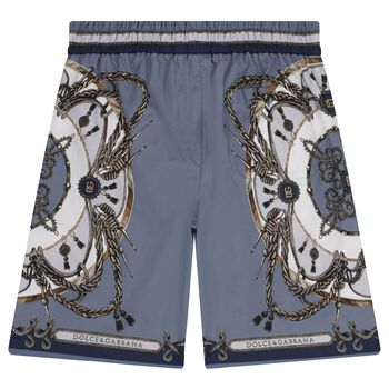 Boys Blue & Grey Logo Shorts