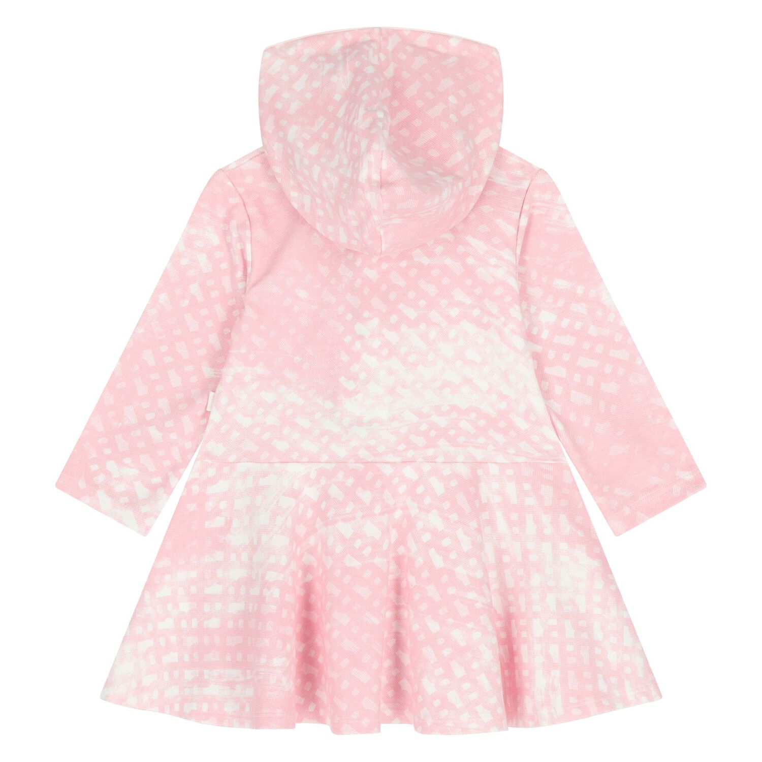 Younger Girls Pink & White Logo Hooded Dress, 1, hi-res