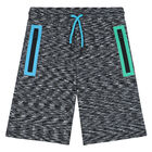 Boys Black Sport Shorts, 1, hi-res
