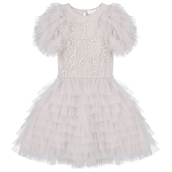 Girls Grey Layered Tulle Dress