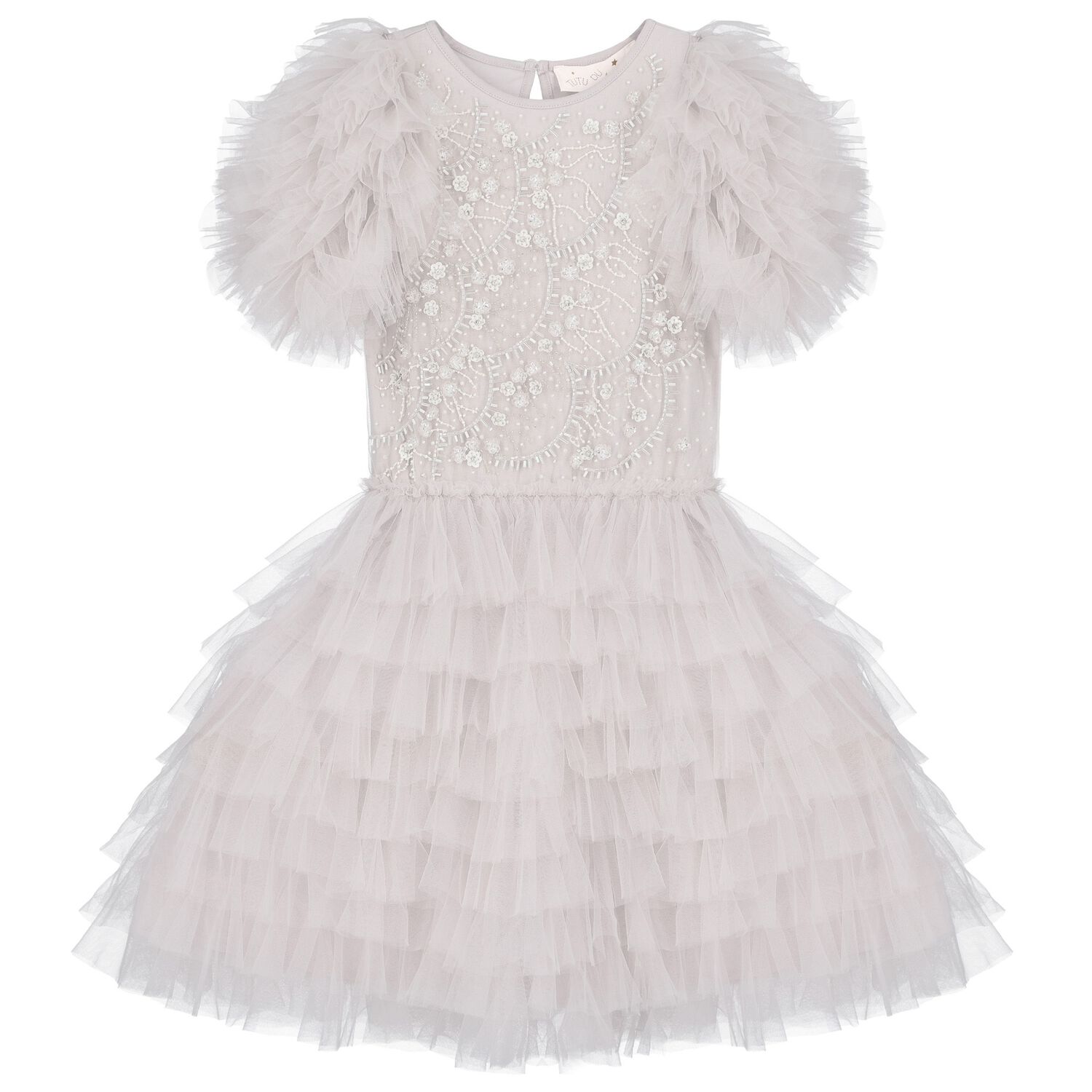 Girls Grey Layered Tulle Dress, 1, hi-res image number null