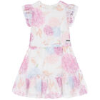 Girls White Floral Dress, 1, hi-res