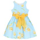 Girls Blue & Yellow Bow Dress, 1, hi-res