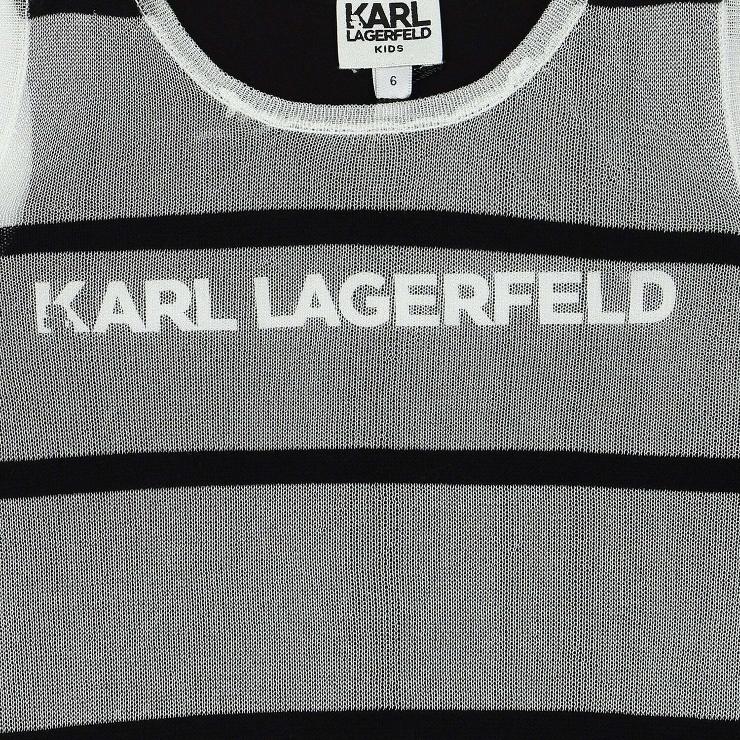 Girls Black & White Logo Dress, 1, hi-res