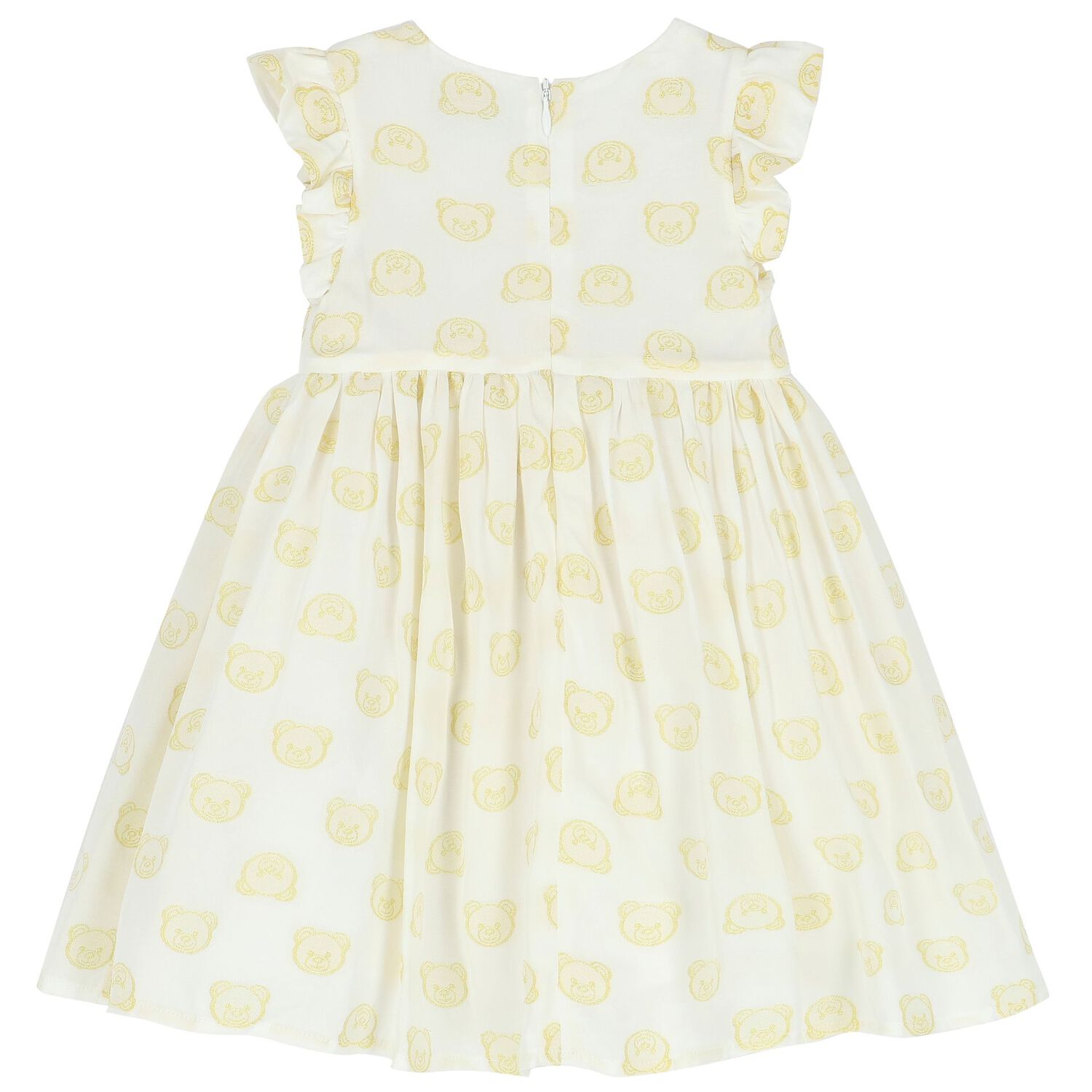 Younger Girls Ivory & Gold Logo Dress, 1, hi-res