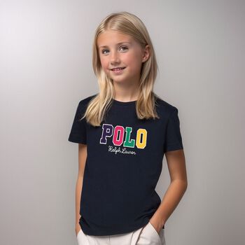 Girls Navy Blue Logo T-Shirt