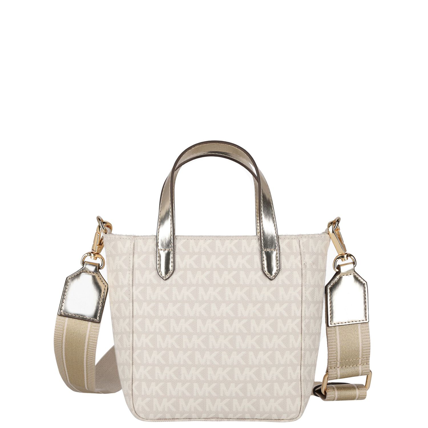 Girls Ivory & Gold Logo Bag, 1, hi-res
