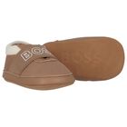 Baby Boys Beige Logo Canvas Pre Walker Shoes, 1, hi-res