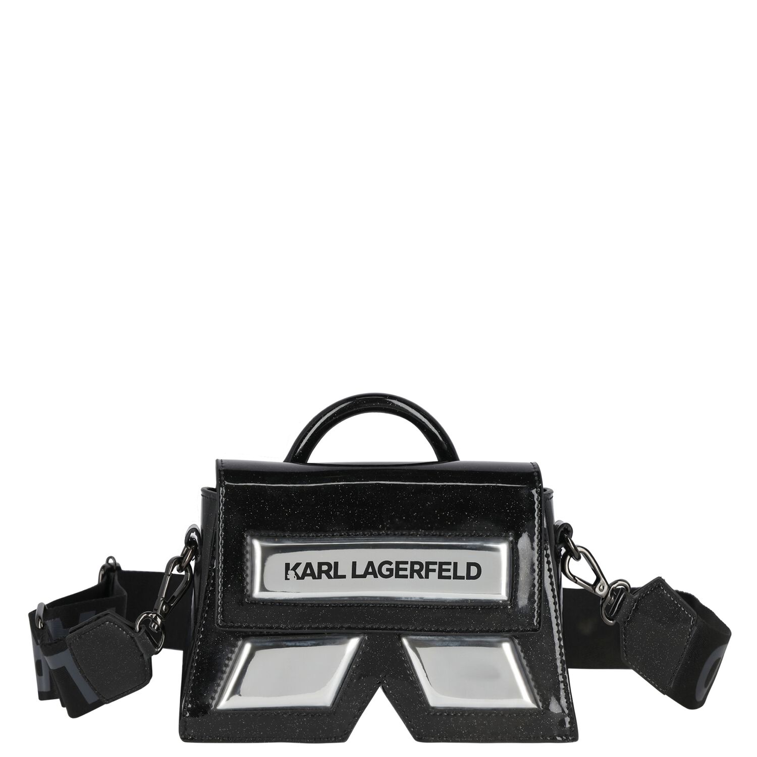 Girls Black Logo Handbag, 1, hi-res