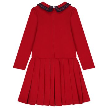 Girls Red & Navy Blue Tartan Dress 