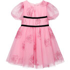 Girls Pink Roses Tulle Dress, 1, hi-res