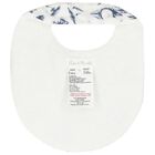 White & Navy Blue Toile De Jouy Baby Bib, 1, hi-res