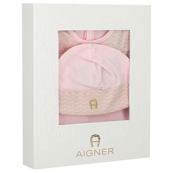Baby Girls Pink & Gold Logo Babygrow Gift Set 