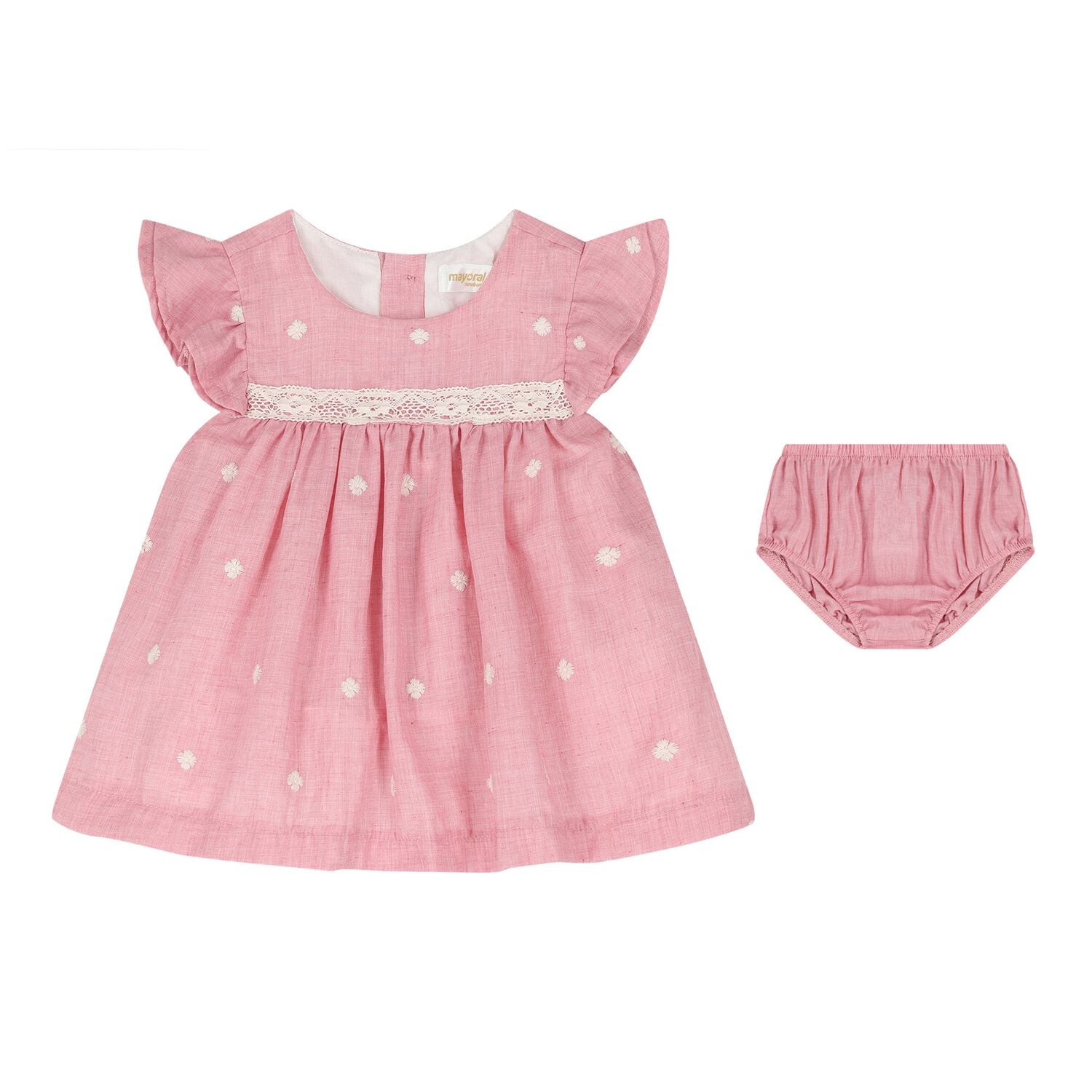 Baby Girls Pink Embroidered Floral Dress Set, 2, hi-res
