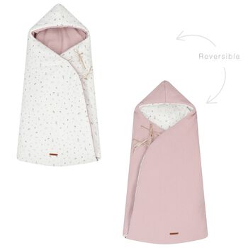 Baby Girls Ivory & Pink Hooded Reversible Nest