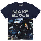 Boys Navy Blue Space T-Shirt, 1, hi-res
