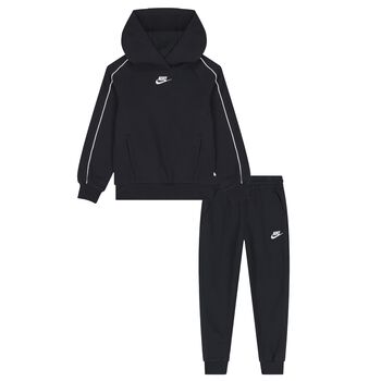 Boys Black Swoosh Logo Tracksuit
