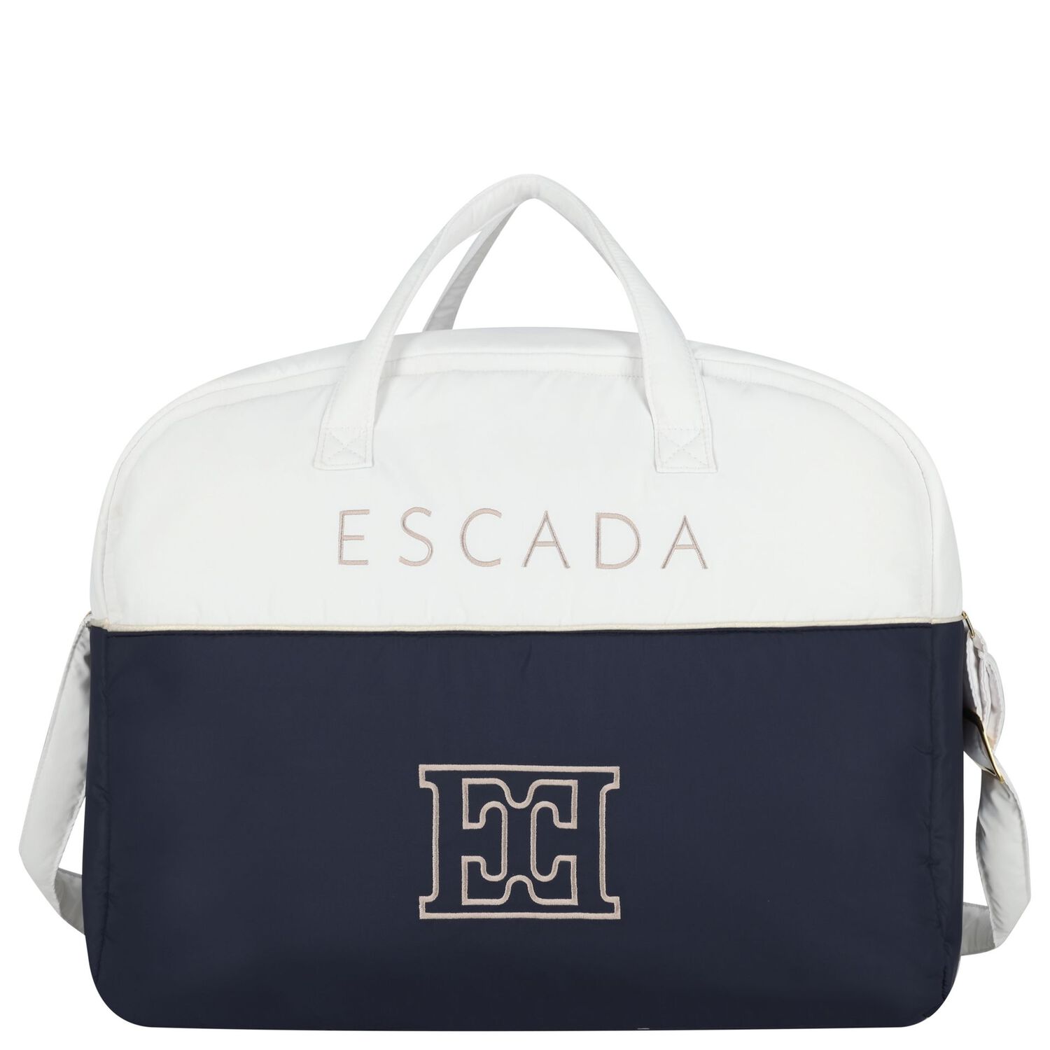 White & Navy Blue Logo Baby Changing Bag, 1, hi-res