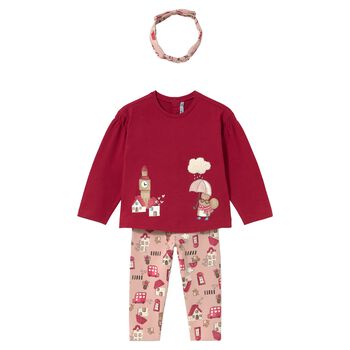 Younger Girls Red & Pink Leggings Set
