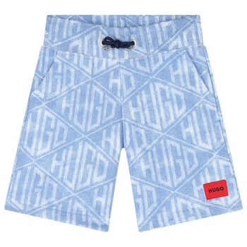 Boys Blue & White Logo Shorts