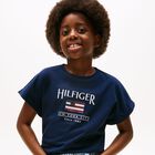 Girls Navy Cotton Sequin Flag T-Shirt, 1, hi-res