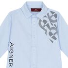 Younger Boys Blue Logo Shirt, 1, hi-res