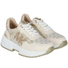 Girls Ivory & Gold Logo Trainers, 1, hi-res
