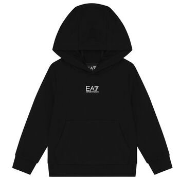 Boys Black Logo Hooded Top