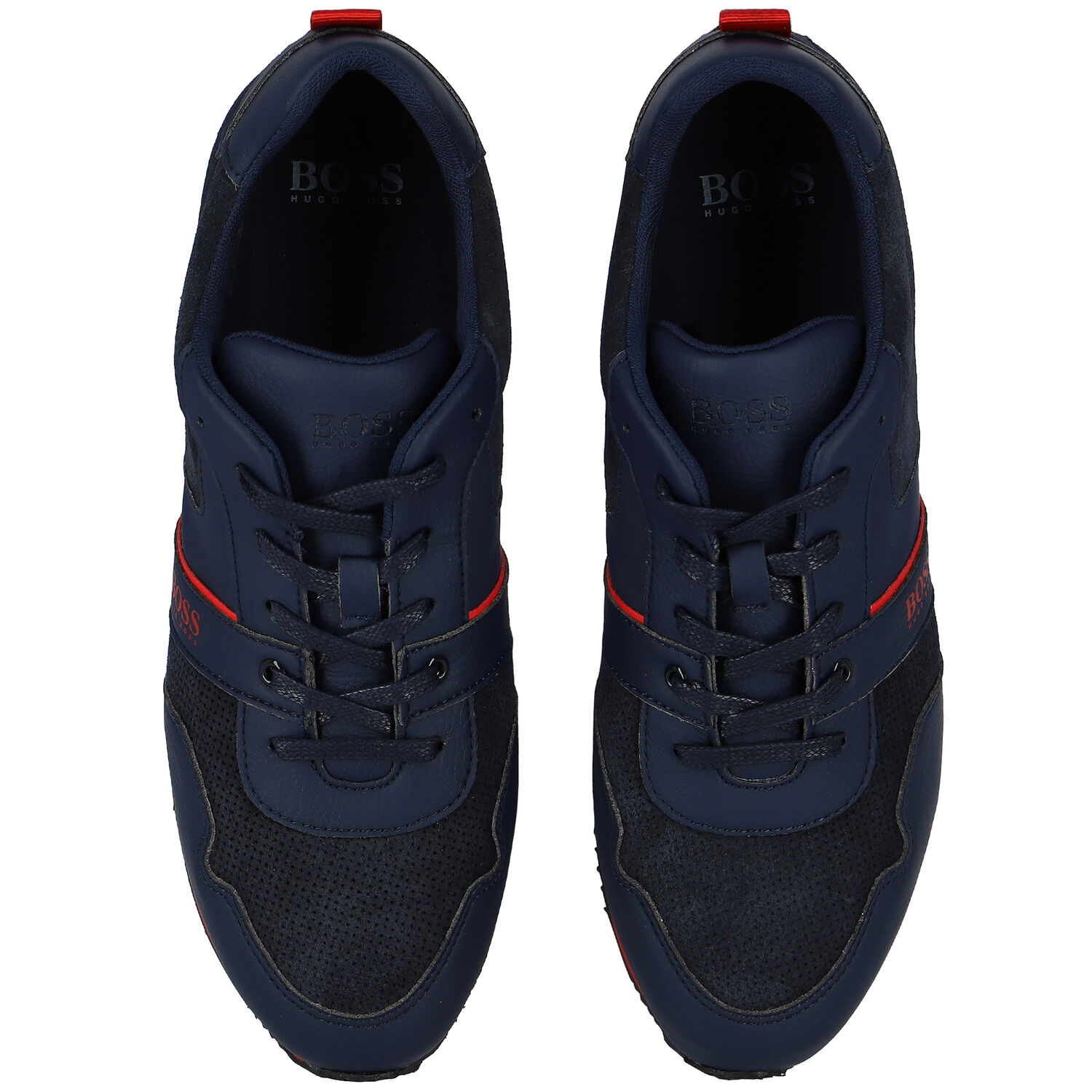 Boys Navy Logo Trainers, 1, hi-res