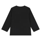 Younger Boys Black Logo Long Sleeve Top, 1, hi-res