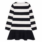 Girls Black & Ivory Knitted Dress, 1, hi-res